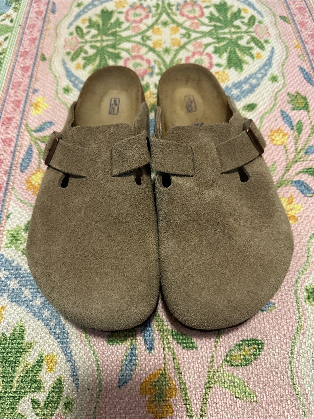 Birkenstock Suede Mule Boston Clogs - Taupe Brown